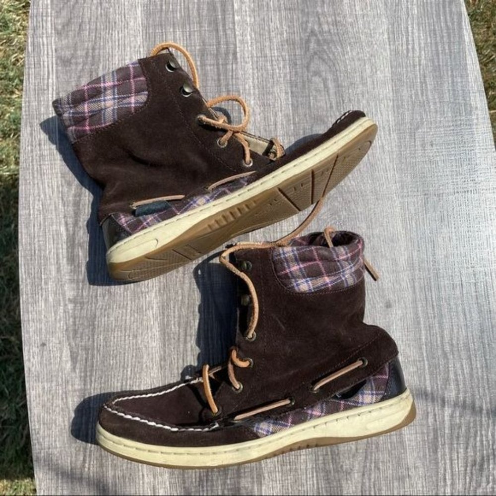 Sperry Brown Suede Fair Isle Top Sider Lace Up Boots Size 7M - Picture 5 of 8